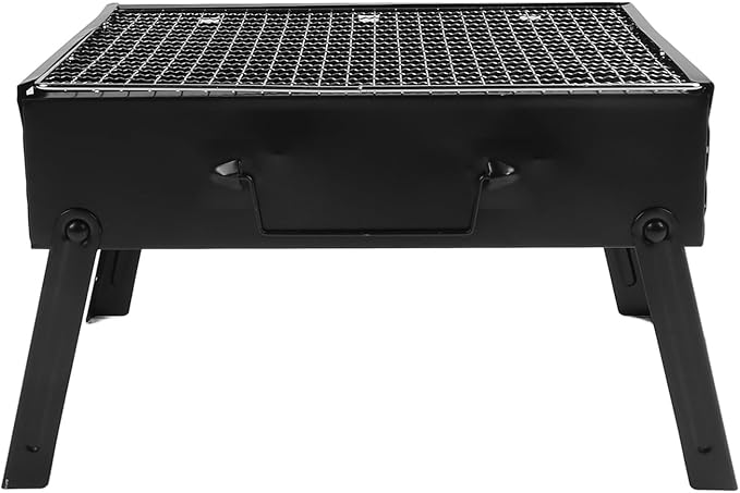 Chrees Durable Iron Charcoal Grill with Foldable Rack,Portable BBQ Tool for Picnics Backyard Cooking,Controllable Charcoal Heat