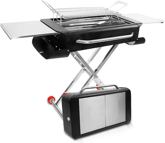 Portable Charcoal Grill Barbecue Camping Outdoor Cooking Thickened Stainless Steel Folding Barbecue Grill,Black.