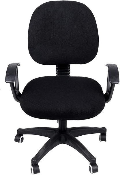 Smiry Stretch Jacquard Office Computer Chair Seat Covers, Removable Washable Anti-dust Desk Chair Seat Cushion Protectors - Black (Pack of 2)