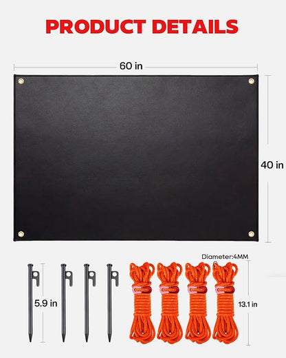 60 x 40 inch Under Grill Mats for Outdoor Grill, Double-Sided Fireproof, Waterproof, Oil and Waterproof Protective Mat for Grass and Deck, Outerdoor BBQ Fire Pit Fireplace Mat
