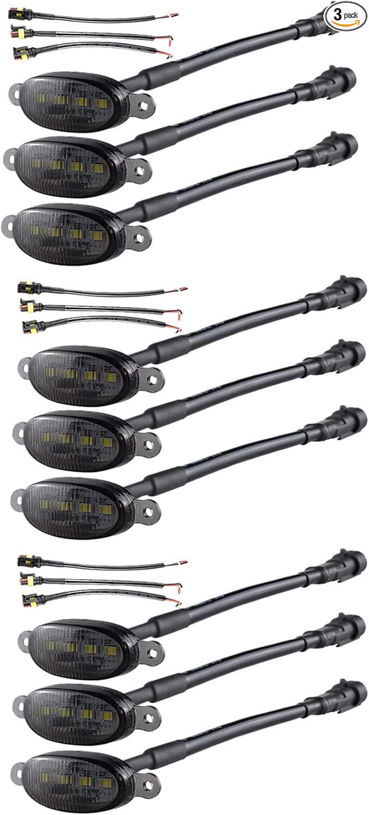 3X Front Grill Lights for Grilles 10-14 & 17-21 Smoked Lens Yellow LED Parking/Running