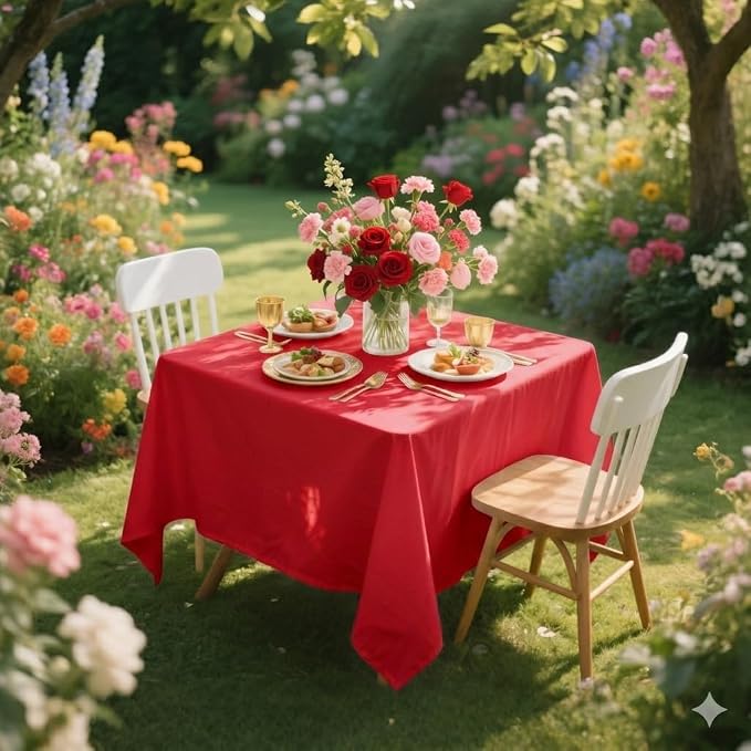 8 Pack Red Square Tablecloth 54x54 Washable Polyester Table Cloth for Square or Round Tables, Wrinkle Resistant Fabric Decorative Covers for Dining Party Banquet Buffet and Wedding