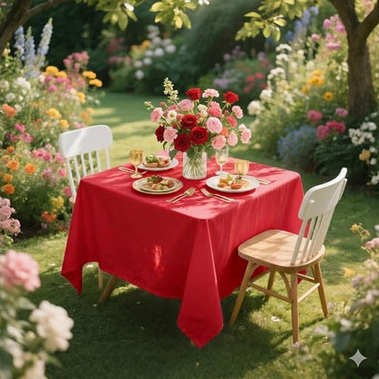 8 Pack Red Square Tablecloth 54x54 Washable Polyester Table Cloth for Square or Round Tables, Wrinkle Resistant Fabric Decorative Covers for Dining Party Banquet Buffet and Wedding