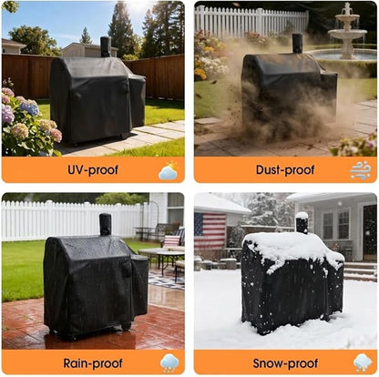 Grill Cover for Nexgrill 810-0071 Oakford 1150 Reverse Flow Offset Smoker Charcoal Grill, Waterproof Outdoor BBQ Griddle Cover, Fade-Resistant UV Resistant All Weather Protection