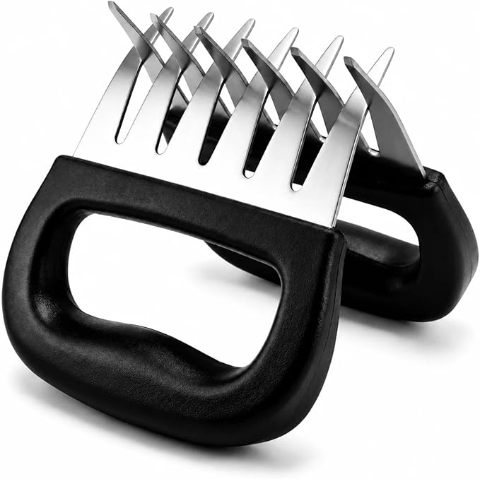 Meat Claws for Shredding Pulled Pork, Stainless Steel Meat Shredder Claws with Black Handles, Bear Claws Meat Shredder Tool for Chicken, Brisket, Turkey, Roasts, BBQ Smoker Grill Accessories, 2 Pack