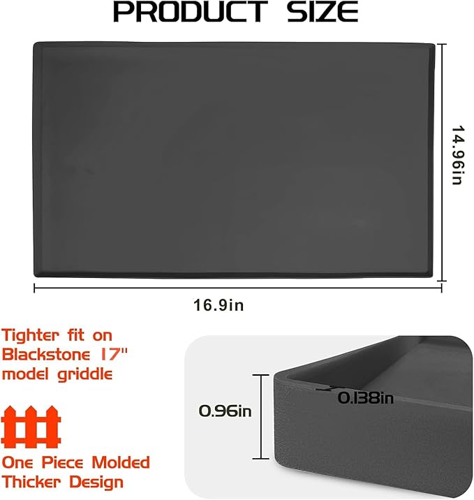 Silicone Griddle Mat for Blackstone 17 Inch Griddle, Heavy Duty Food Grade Silicone Griddle Cover, Griddle Accessories for Blackstone Grill, All Season Protective Cover (Gray, 17 Inch)