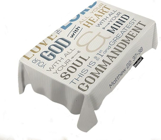 Moslion Love God Tablecloth Bible Quote Rectangle Tablecloth for Picnic BBQ Kitchen 52x70 Inch