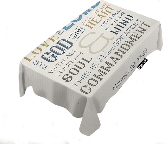 Moslion Love God Tablecloth Bible Quote Rectangle Tablecloth for Picnic BBQ Kitchen 60x84 Inch