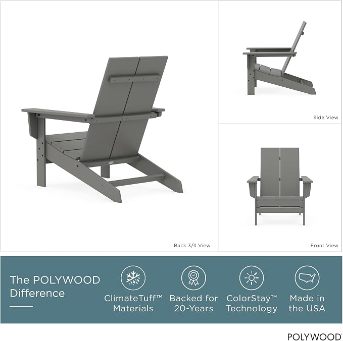 POLYWOOD Contemporary Modern Oversized Adirondack Chair in Slate Grey