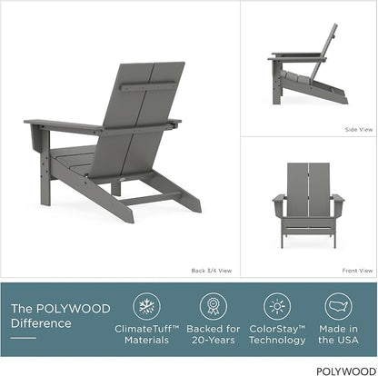 POLYWOOD Contemporary Modern Oversized Adirondack Chair in Slate Grey