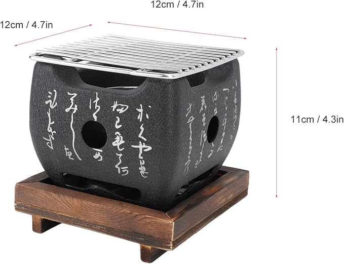 Japanese Style Portable Mini Charcoal Bbq Grill Aluminum Alloy Fast Heating Multifunctional Barbecue Stove (16.5x14.5cm / 6.5x5.7in)