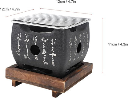 Hibachi Grill, Portable Charcoal Grill, Fast Heating Mini Grill Outdoor Japanese Mini Bbq Grill for Hiking (16.5x14.5cm / 6.5x5.7in)