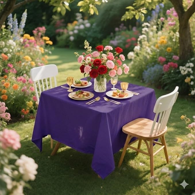 8 Pack Purple Square Tablecloth 54x54 Washable Polyester Table Cloth for Square or Round Tables, Wrinkle Resistant Fabric Decorative Covers for Dining Party Banquet Buffet and Wedding