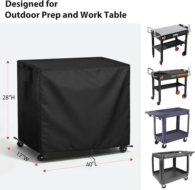 TheElves Table Cover 40"x17"x28" for DeintYei EUTRKei JiRiCHMi Grill Table | Waterproof Dustproof Weather Protection Outdoor Table Cover for Prep Table, Side Table, Grill Cart, Bar Cabinet, Dining Table