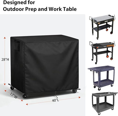 TheElves Table Cover 40"x17"x28" for DeintYei EUTRKei JiRiCHMi Grill Table | Waterproof Dustproof Weather Protection Outdoor Table Cover for Prep Table, Side Table, Grill Cart, Bar Cabinet, Dining Table