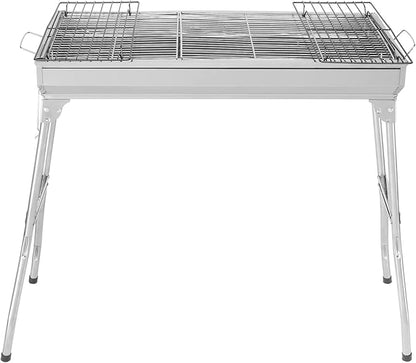 Portable Stainless Steel Grill,Barbecue Charcoal Grill Stainless Steel Folding Portable BBQ Tool Kits for Outdoor Cooking Camping Hiking Picnics Tailgating Backpacking or Any Outdoor Event