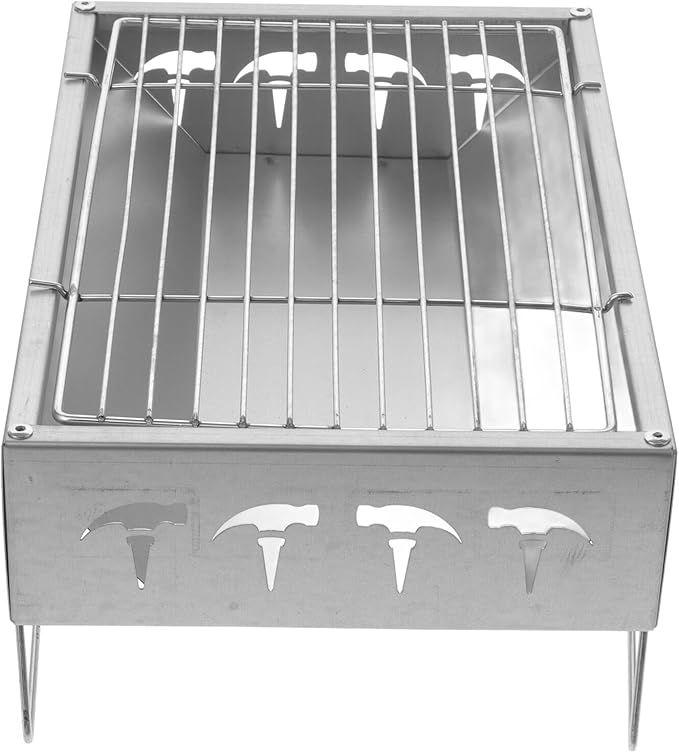 UPKOCH Portable Outdoor Stainless Steel Foldable Charcoal Grill Rack Bbq Stove 36x26.5x17.5cm Camping Barbecue Tool for Picnic and Backyard