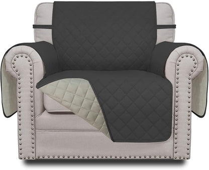 Easy-Going Reversible Couch Cover, Small Chair, Darkgray/Beige | Machine Washable Slipcover For Dogs, Water Resistant Furniture Mat For Living Room, Non-Slip Sofa Cover, Pet Friendly