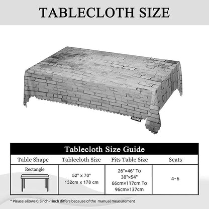 Swono Wall Texture Rectangle Tablecloth White Grunge Brick Wall Table Cloth Dining Table Cover for Home Kitchen Restaurant Party Buffet Picnic, 52x70 Inch