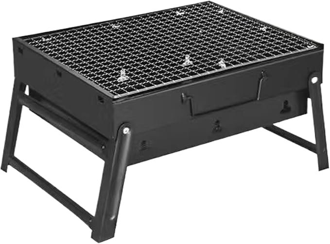 Portable Charcoal Grill with Grate 13.8x10.6x7.9'' Thickened Charcoal Grill Even Burning Foldable BBQ Grill with Handle Perfect for On-the-Go Barbecue of 1-3 Small Charcoal Grill