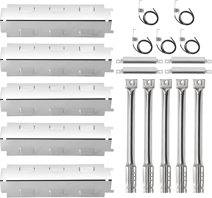 Criditpid Grill Replacement Parts for Charbroil 463230515 463239915 463230513, Stainless Steel Heat Plate Shields, Burner Tubes, Crossover Tube and Ignitors for Char-Broil 463230512 Gas Grills.