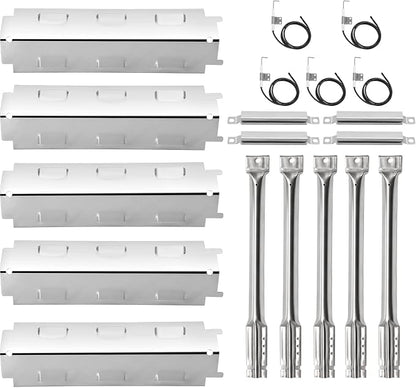 Criditpid Grill Replacement Parts for Charbroil 463230515 463239915 463230513, Stainless Steel Heat Plate Shields, Burner Tubes, Crossover Tube and Ignitors for Char-Broil 463230512 Gas Grills.