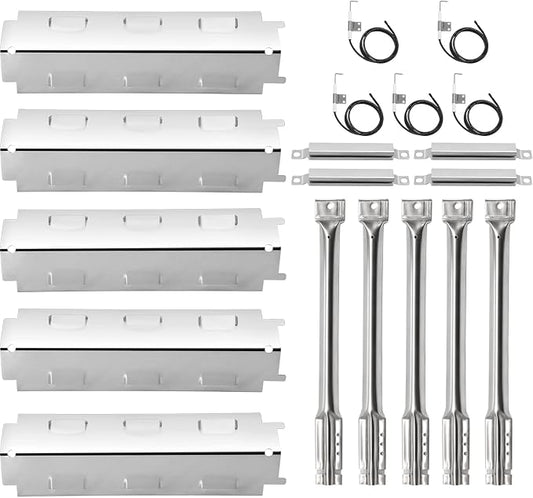 Criditpid Grill Replacement Parts for Charbroil 463230515 463239915 463230513, Stainless Steel Heat Plate Shields, Burner Tubes, Crossover Tube and Ignitors for Char-Broil 463230512 Gas Grills.