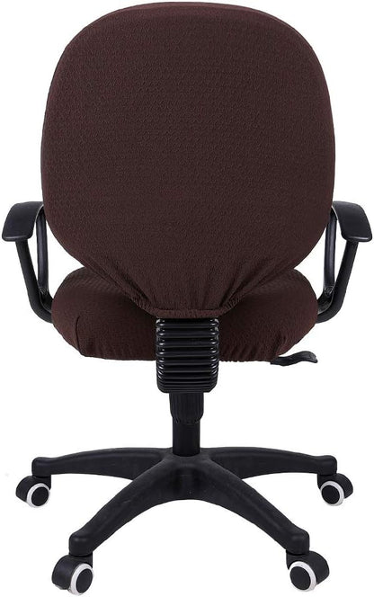 Smiry Office Computer Chair Covers for Desk Rotating Chair Protector | Stretch Jacquard Removable Washable Universal Slipcovers, Seat + Backrest Cover, Chocolate