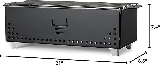 Hibachi Charcoal Grill,Easy to Use Charcoal Grill,Outdoor Tabletop Safe,Great for Travel, Camping, Patio, Balcony,Made from Stainless Steel,Operates Up to 750ºF,5 Yr Warranty (Matte Black)