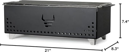 Hibachi Charcoal Grill,Easy to Use Charcoal Grill,Outdoor Tabletop Safe,Great for Travel, Camping, Patio, Balcony,Made from Stainless Steel,Operates Up to 750ºF,5 Yr Warranty (Matte Black)