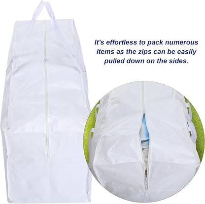 4 Pcs 66 Gallon Extra Large Moving Bags Heavy Duty Storage Bag with Strong Zipper Handle Foldable XXL Jumbo Storage Tote Packing Moving Box for College Dorm Travel Cloth Duffle (White)