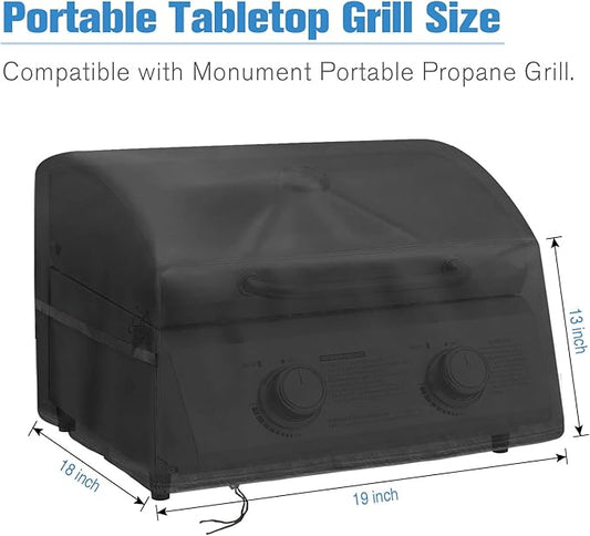 Grill Cover for Monument Portable Propane Gas Grill, Outdoor Waterproof Small Tabletop Grill Cover Heavy Duty Camping Table Top Grill Covers
