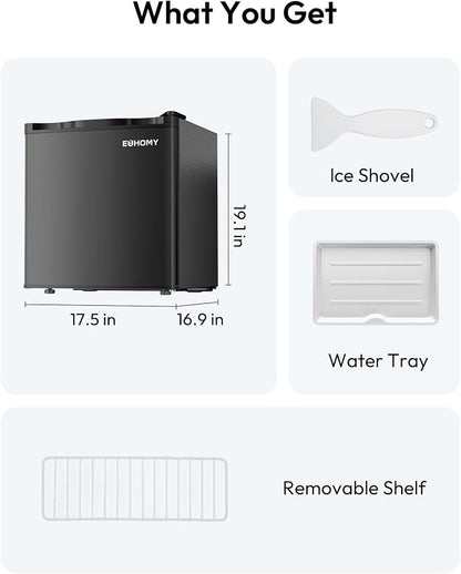EUHOMY 1.7 Cu.Ft Mini Fridge, Reversible Single Door Compact Refrigerator, Adjustable Thermostat, Energy Saving, Mini Fridge for Bedroom, Office, Dorm, Black