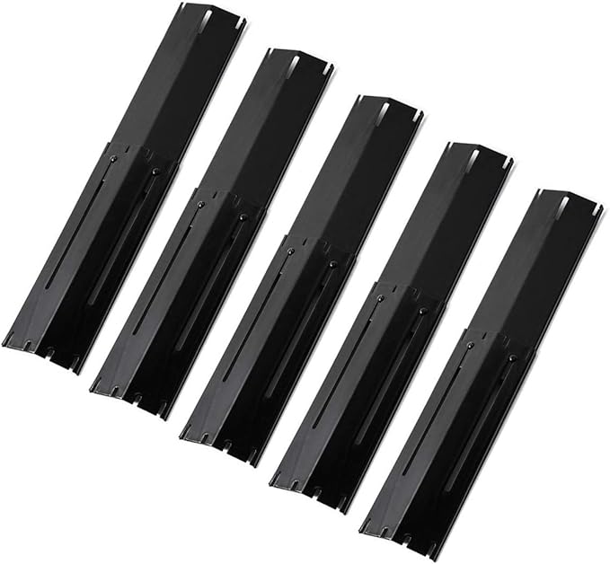 Universal Adjustable Grill Heat Plate Shield, Porcelain Steel Flavorizer Bar Replacement for Gas Grill, Heat Tent, Burner Cover, Flame Tamer for Gas Grill, Extends from 11.75" up to 21" L, 5 Pack