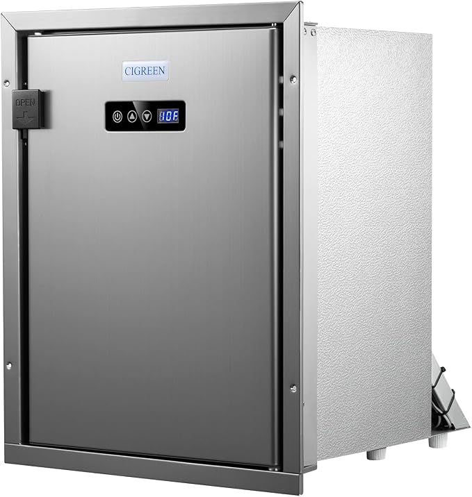 12 Volt RV Refrigerator Built-in Fridge Compressor Refrigerator Mini Fridge with Freezer for Apartment Office Boat Yacht RV Caravan (Silver Stainless Steels, 40L)