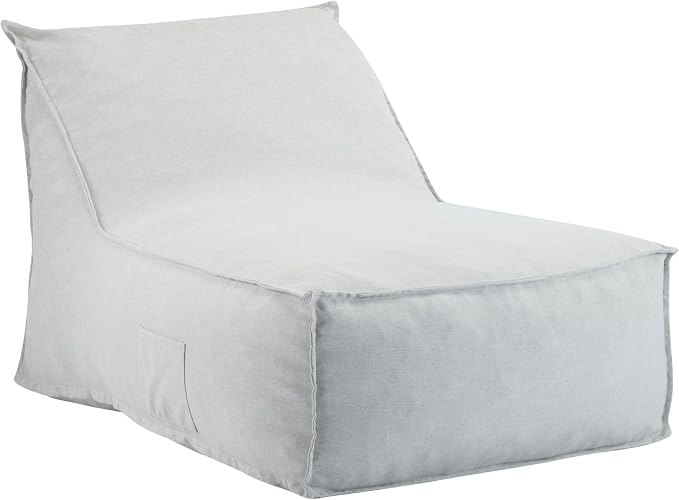 Christopher Knight Home Venny 48" L Outdoor Bean Bag Chair Set of 2, Fabric Bean Bag Chair for Adults and Kids, Indoor/Outdoor Sun Lounger, Patio Lounge Chair Set of 2, Light Gray