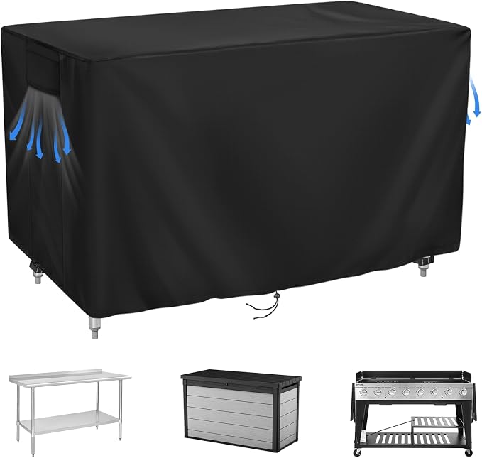 420D Outdoor Prep Table Cover 60 Inch,60''L x 30''W x 34''H,Black | Waterproof Patio Stainless Steel Table Cover, Workbench Covers Waterproof, Picnic BBQ Grill Cart Cover