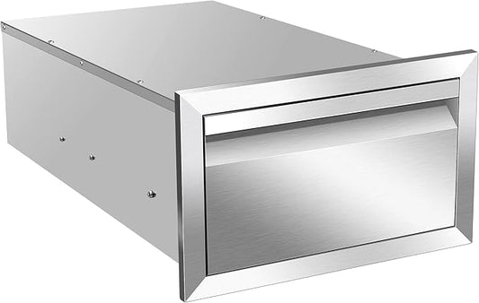 Outdoor Kitchen Drawer 14 x 8.5 x 23 inch Flush Mount BBQ Layer Drawer, Durable Stainless Steel Kitchen Drawer Outdoor Kitchen Access Drawer for BBQ Island Patio