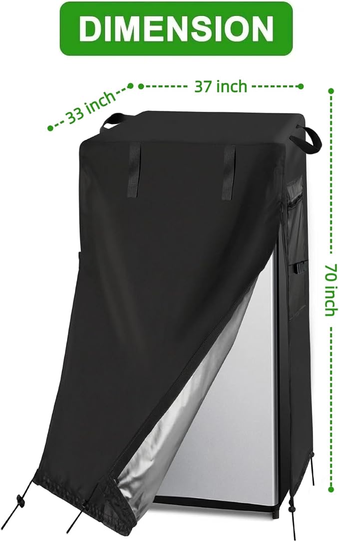 37W Large Refrigerator Cover for 20 Cu Ft Above Outdoor Upright Fridge | 37x33x70,Waterproof Dustproof Heavy Duty Oxford Fabric,for Most 20 Cubic Feet Above French Door Fridge/ Full Size Freezer