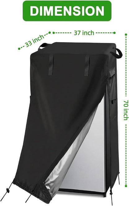 37W Large Refrigerator Cover for 20 Cu Ft Above Outdoor Upright Fridge | 37x33x70,Waterproof Dustproof Heavy Duty Oxford Fabric,for Most 20 Cubic Feet Above French Door Fridge/ Full Size Freezer