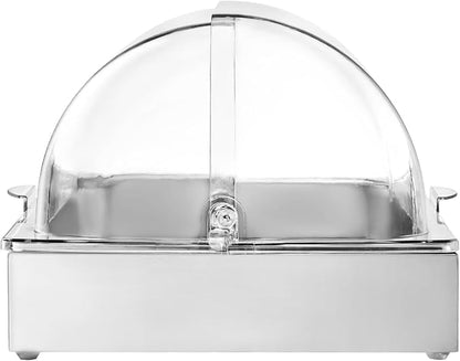VEVOR Countertop Food Serving Display Container, 1 x 1 Pan Stainless Steel Food Serving Tray, Buffet Condiment Dispenser Display Rack with Clear Lid & 3 Ice Trays, for Restaurant Hotel Kitchen Party