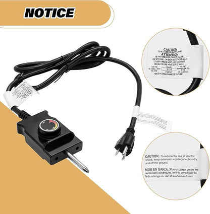 Adjustable Thermostat Controller Probe Cord for Masterbuilt Analog Electric Smokers, Thermostat Control with Power Cord Replacement Parts for Most Electric Smoker and Grills Heating Element