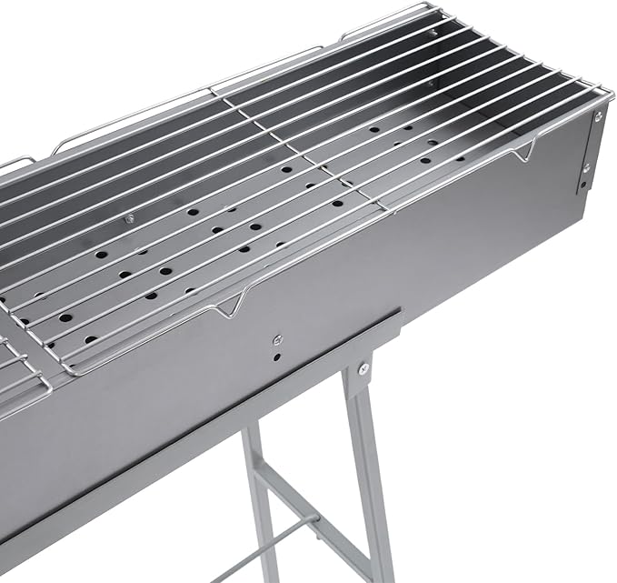 Charcoal Grills,40" Commercial Folding Camping Barbecue Grill W/2 Air Doors, Stainless Steel Camping Picnic Cooking For Party, Beach Barbecues.