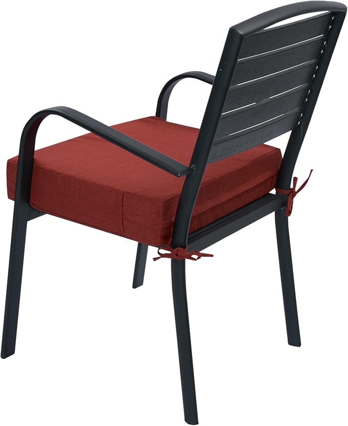 Magpie Fabrics Indoor Outdoor Cushion Cover Replacement 2 Pack, NO Insert! Water Repellent Slipcover with Ties Decor for Patio Garden Chair Sofa Bench Wicker(Dark Red, 24x22x4 Inch)