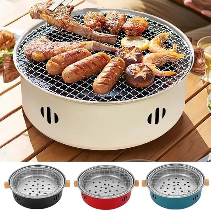Portable Charcoal BBQ Grill, Mini Barbecue Stove For Outdoor Camping, Beach, Picnic, And Backyard Use(Red)