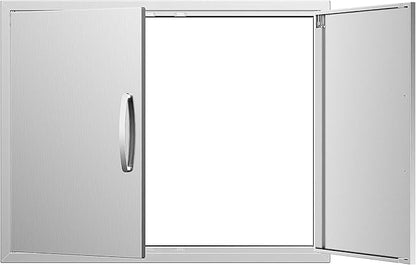 Outdoor Kitchen Door 36W X 23H, Stainless Steel Double BBQ Access Door for BBQ Island or Grilling Station