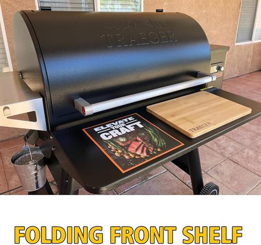 Folding Front Shelf for Traeger Pro 22 Pro 575 Traeger Century 22 and Ironwood 650 Series Grill Accessories for Traeger Pellet Grills BAC362 Folding Shelf,Black