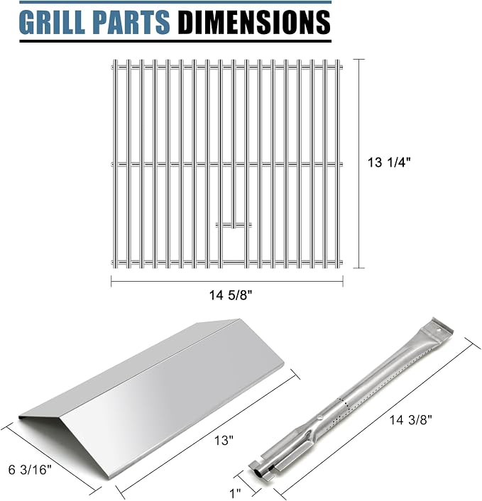 Replacement Parts for Nexgrill 820-0033 Grill, Grill Grate, Heat Shield Flame Tamer and Burner for Nexgrill 820-0033 2 Burner Grill, Megamaster 820-0033M Propane Gas Grill
