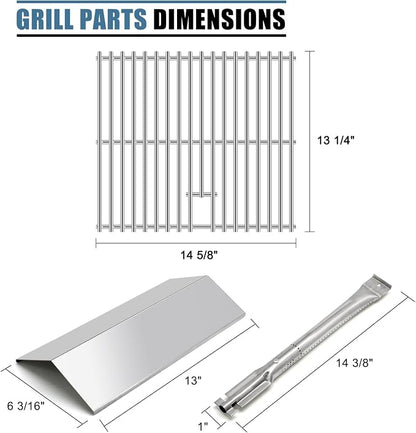Replacement Parts for Nexgrill 820-0033 Grill, Grill Grate, Heat Shield Flame Tamer and Burner for Nexgrill 820-0033 2 Burner Grill, Megamaster 820-0033M Propane Gas Grill