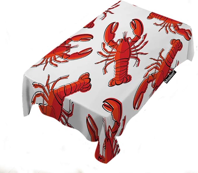 Moslion Lobsters Tablecloth Ocean Animal Rectangle Tablecloth Polyester for Picnic BBQ Kitchen 60x104 Inch